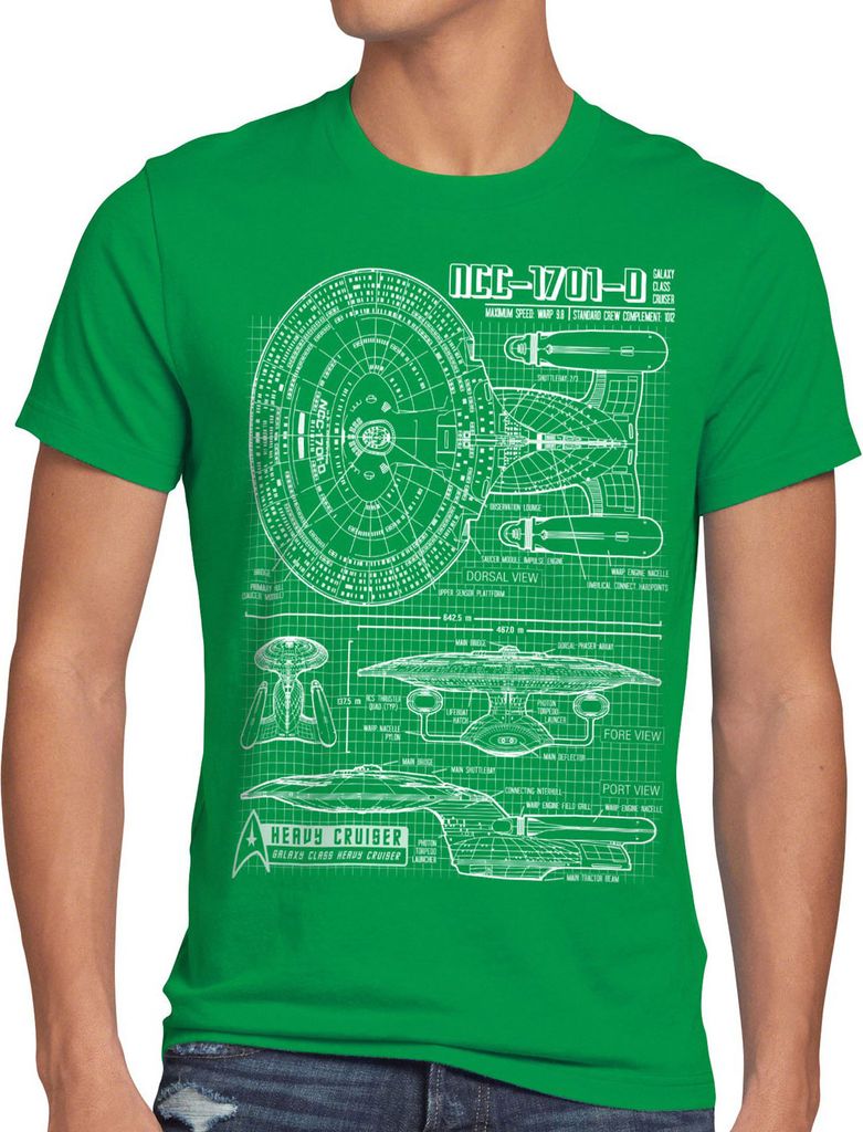 style3 NCC 1701 D Blaupause T-Shirt Herren star