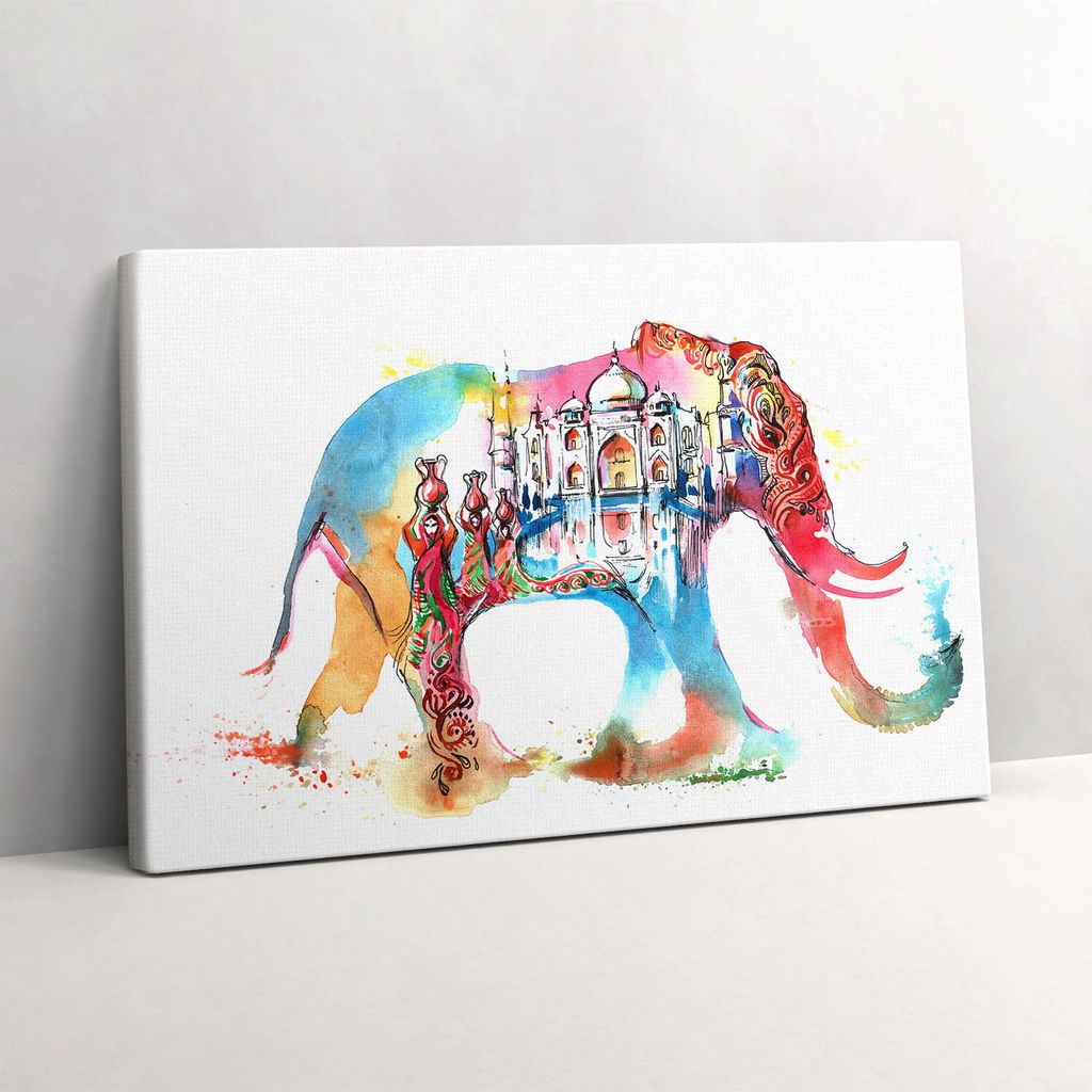 Indische Kultur - Elefant Abstraktion – Leinwandbild Wandbild – 30x20 cm – Leinwandbilder – Wandbilder – Schlafzimmer – Flur