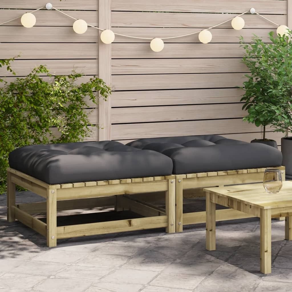Design Gartenhocker mit Kissen 2 Stk. Kiefernholz Imprägniert, Gartensofas 2024
