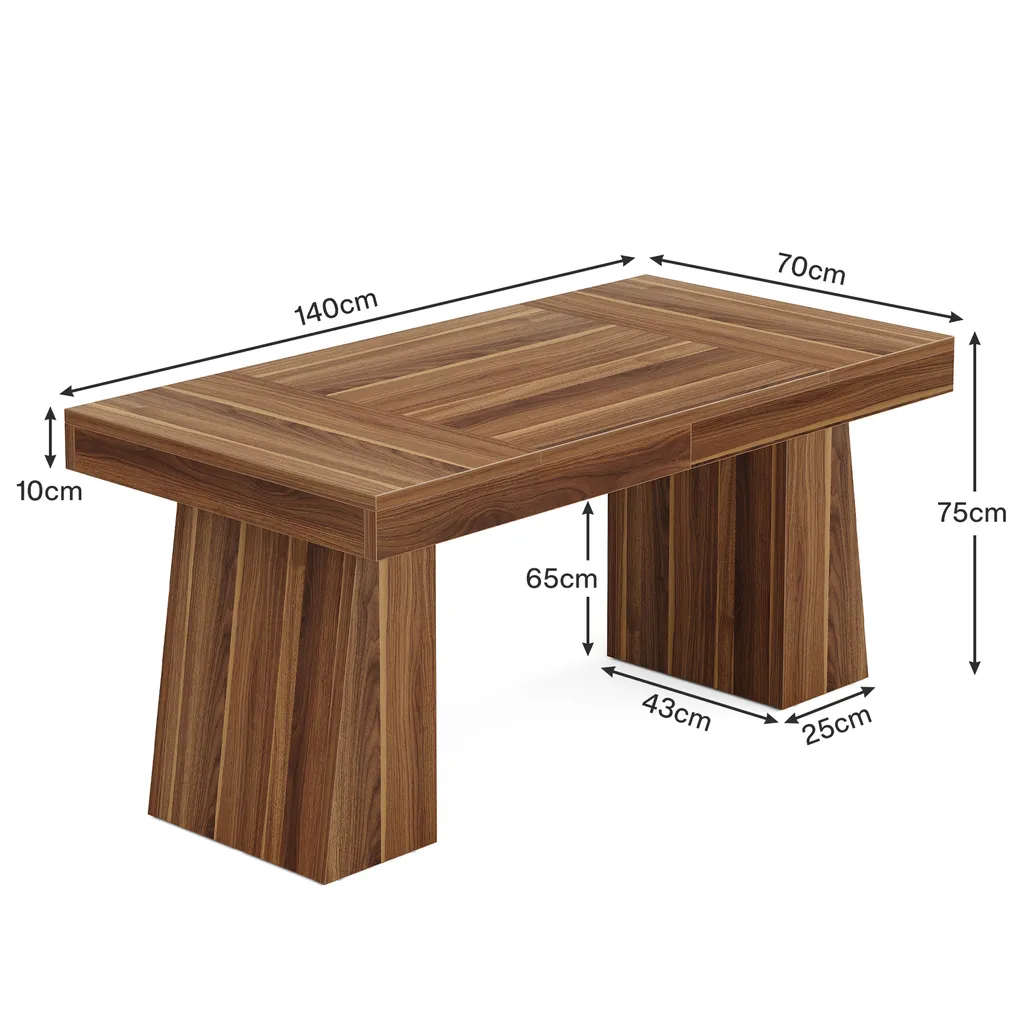 Table à manger bois stable 140 cm Tribesigns, plateau marron rustique 6p