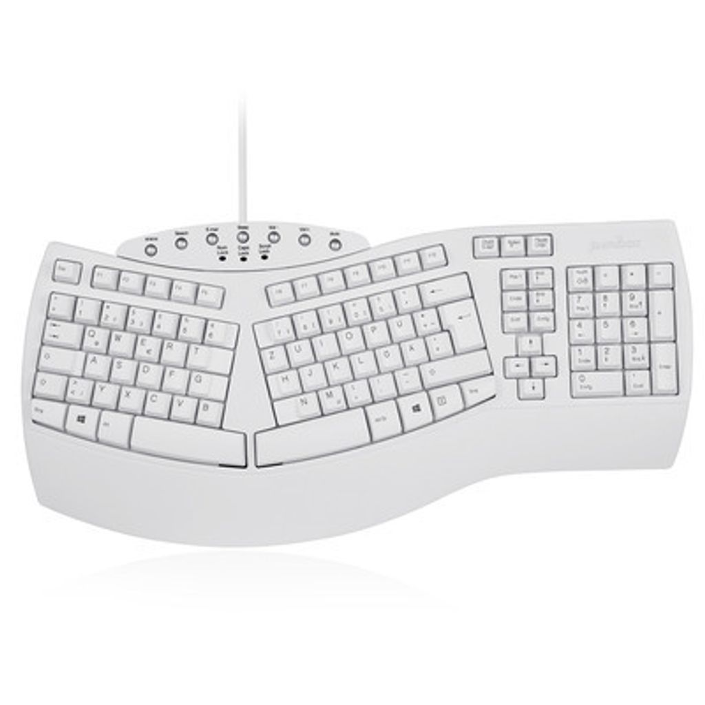 Perixx PERIBOARD-512 DE, Ergonomische USB-Tastatur, weiß Produktbild 