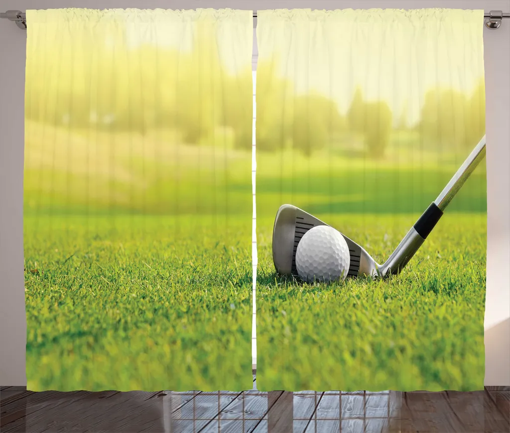 Rideau à Fronces pour Chambre avec Motifs Golf et Nature 280 x 225 cm