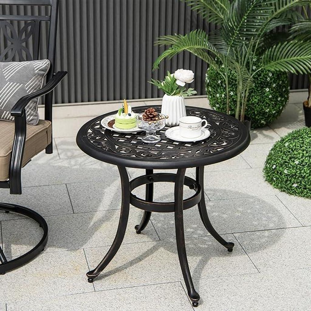 Runder Gartentisch, Terrassentisch aus Gussaluminium mit Produktbild 