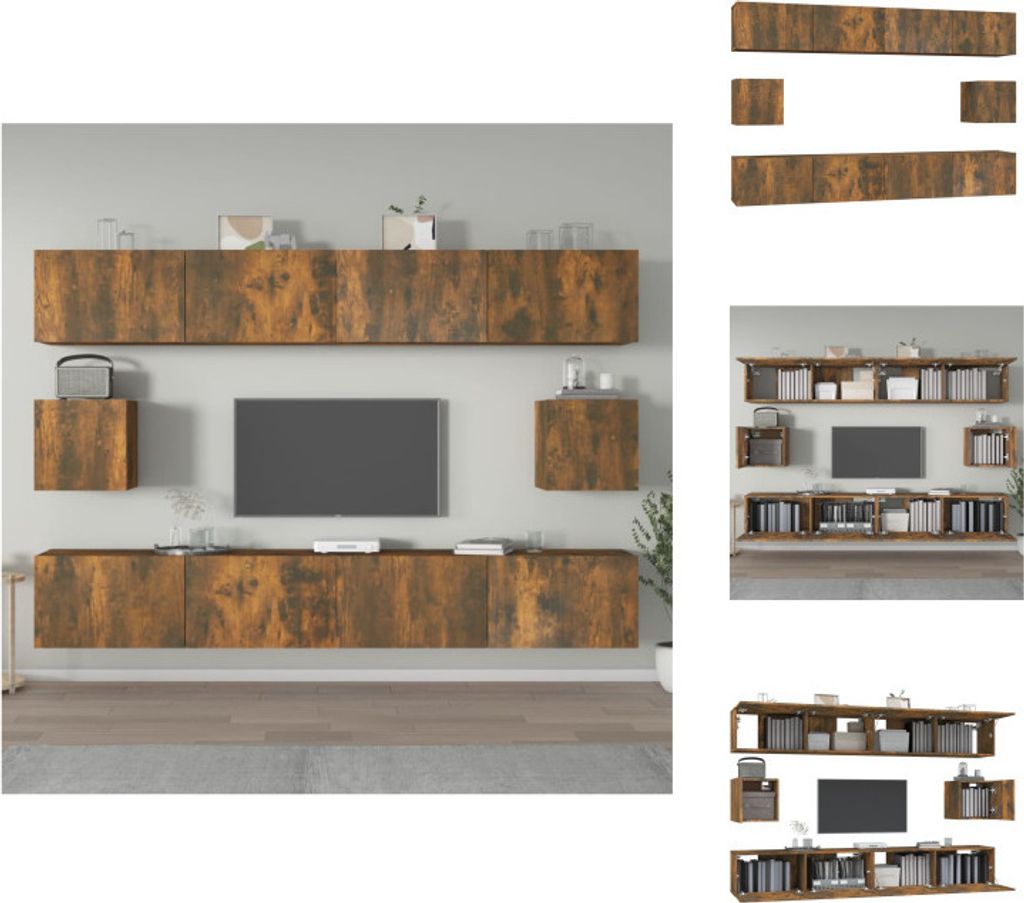 vidaXL 6-tlg. TV-Schrank-Set Räuchereiche Holzwerkstoff - TV-Möbel