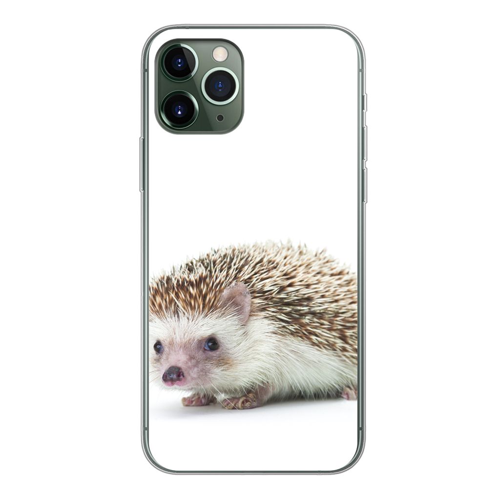 MuchoWow Handyhülle Schutzhülle Hülle für iPhone 11 Pro Igel - Tiere - Weiß Silikon Softcase Handy Hülle - Handy