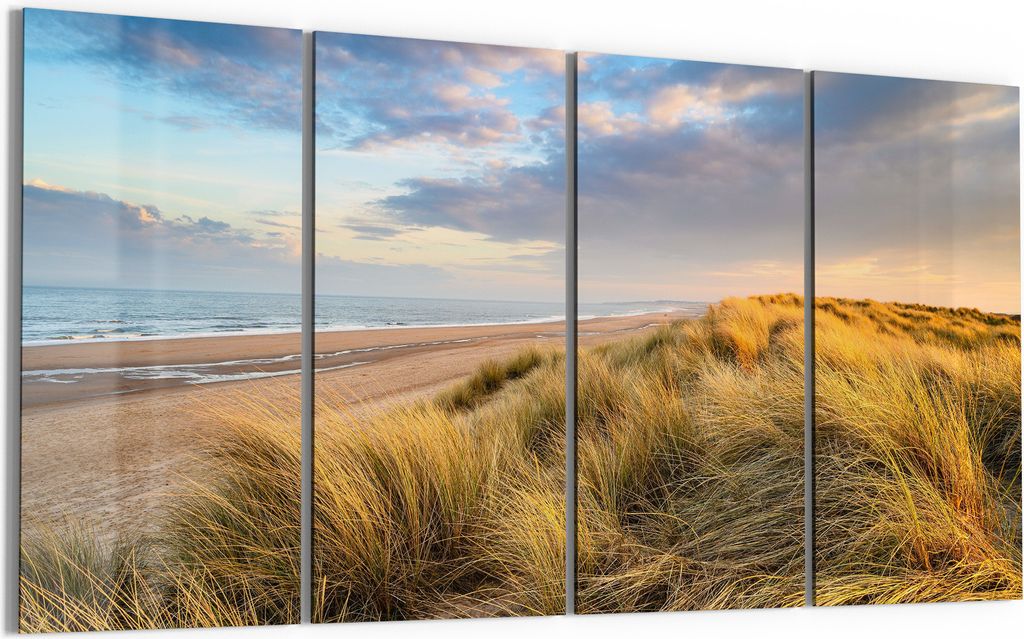 DEQORI Glasbild Echtglas 4x30x60 cm 'Dünen am Meer' Wandbilder XXL groß