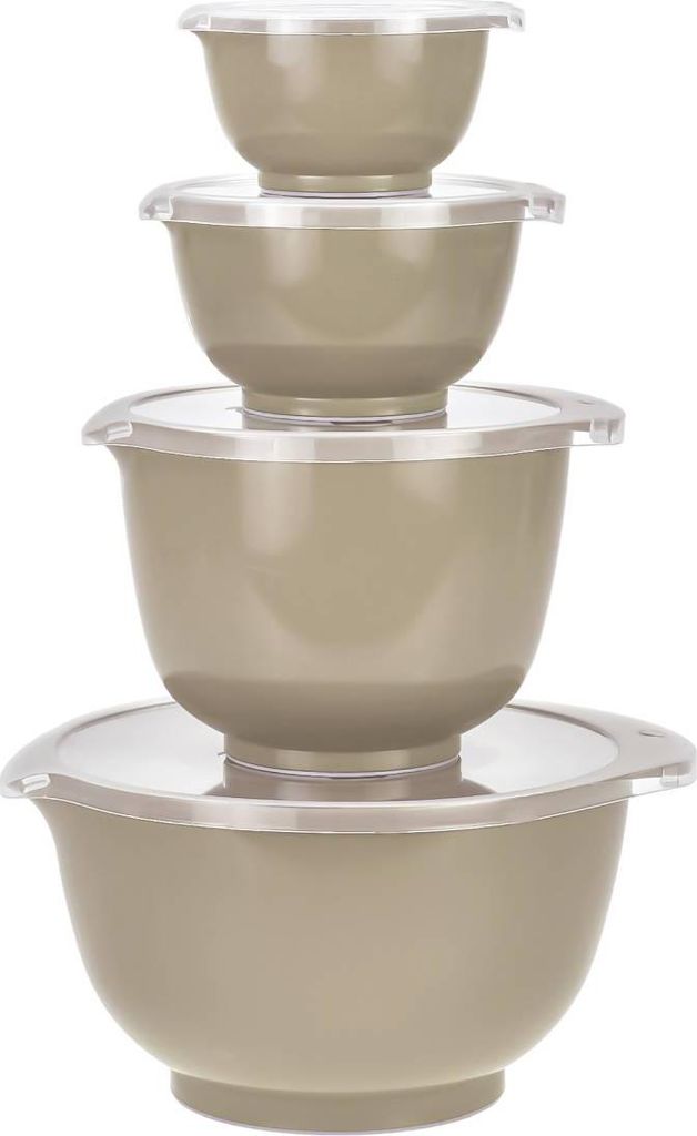 Rosti Rührschüssel Set 4tlg. mit Deckel "Margrethe" New beige (humus) 0,25+0,5+1,5+3,0L