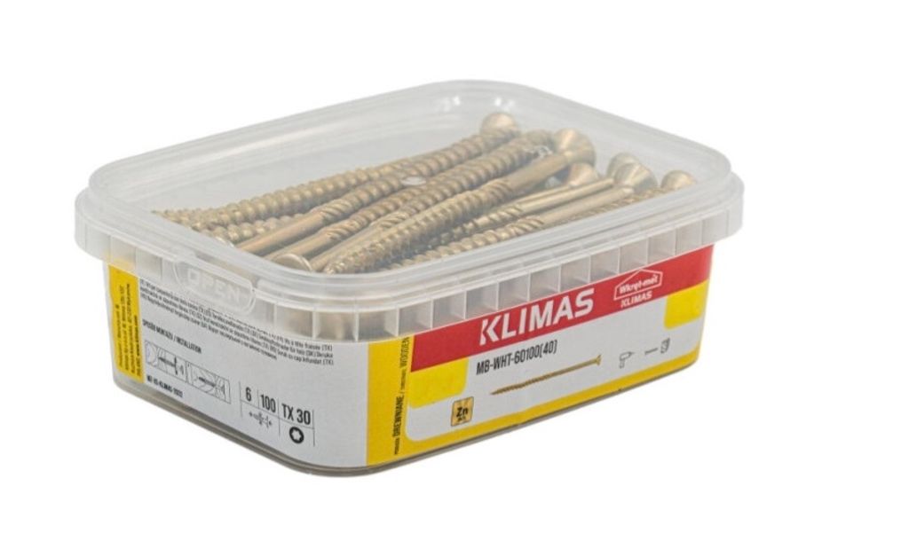 Klimas Senkkopfschrauben Holzschrauben Gelb 6x120 mm 40 Stk. Masterbox