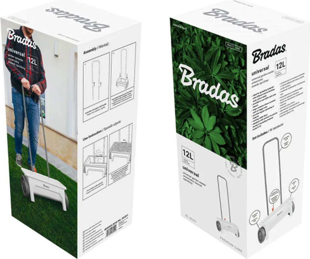 Semoir rotatif 12L WHITE LINE BRADAS débit réglable usage toutes saisons