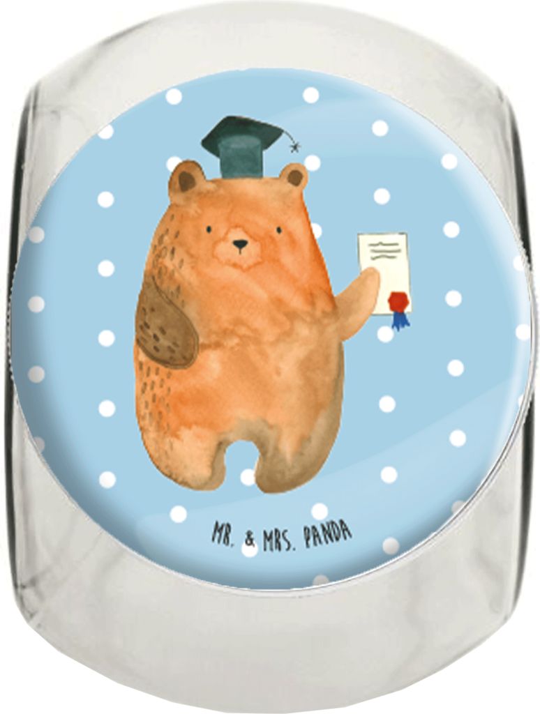 Mr. & Mrs. Panda Teedose Bär Prüfung L 870ml - Blau Pastell - Geschenk, Vorratsdose, Frischhaltedose, Kaffeedose, Aufbewahrungsdose, Teddy, Besta...
