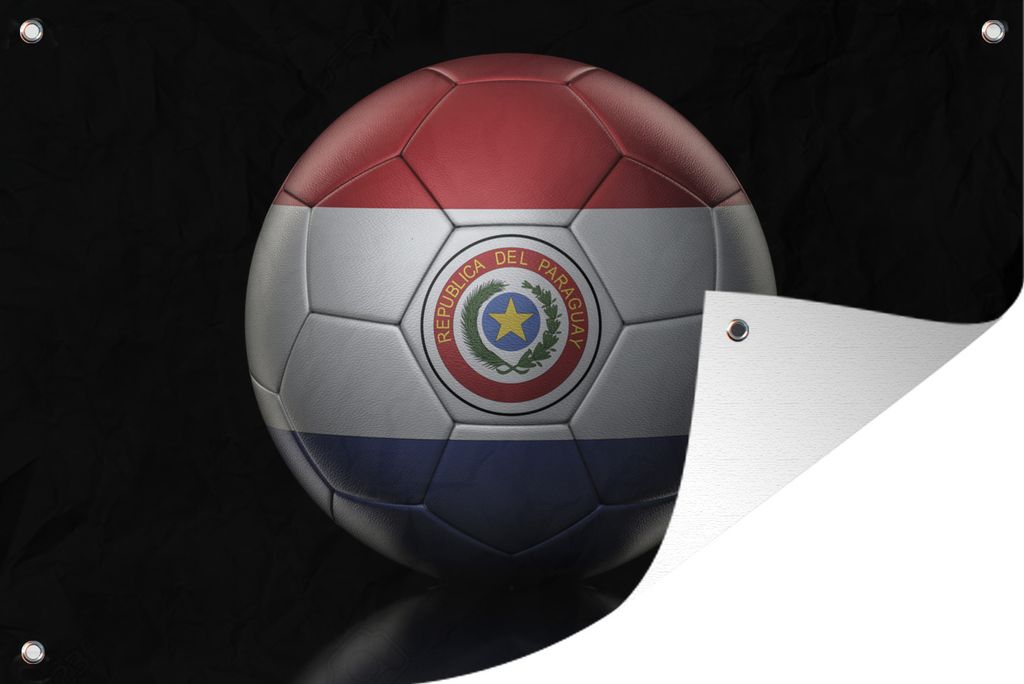 MuchoWow 60x40 cm Outdoor-Poster Gartendeko Sichtschutz Garten Poster für den Garten Die Flagge von Paraguay auf einem Fußball