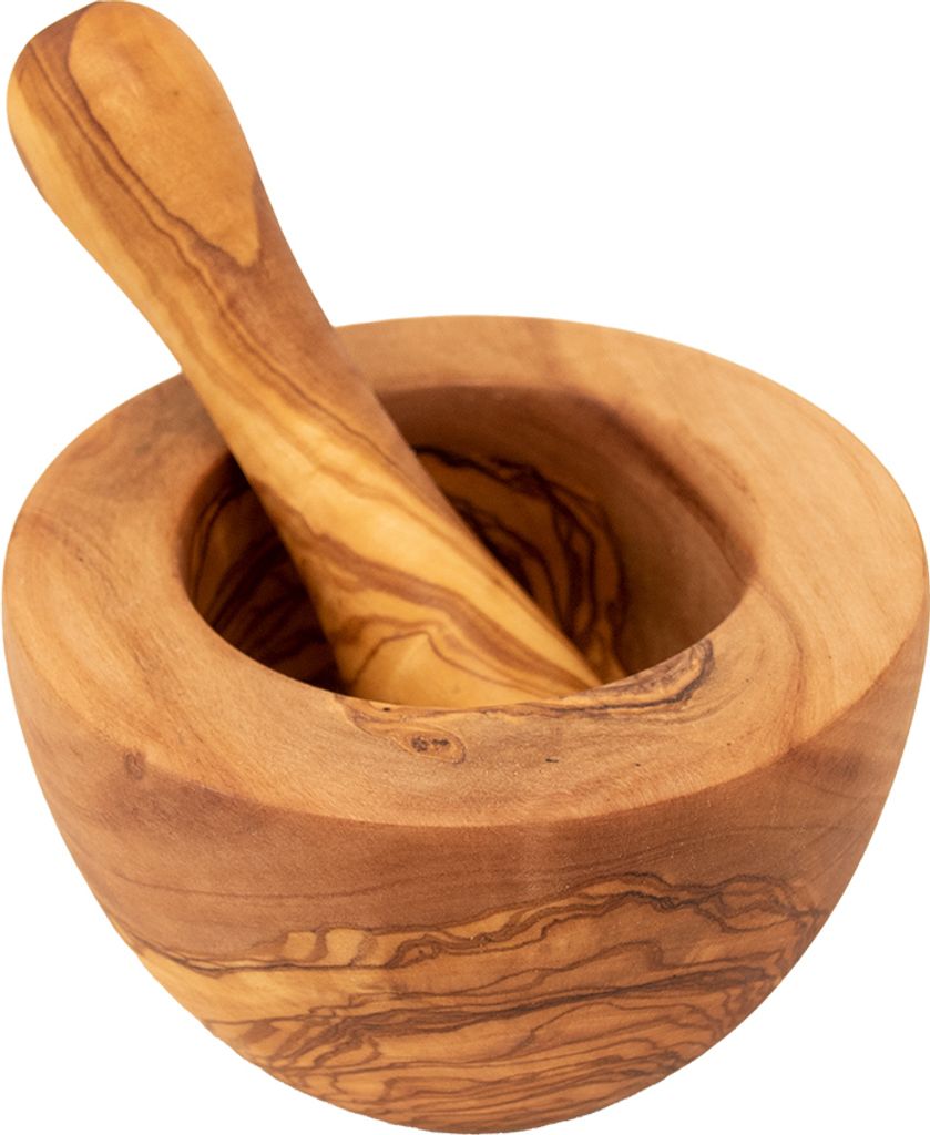 Olivenholz Mörser und Stößel I ca. 12 CM Durchmesser