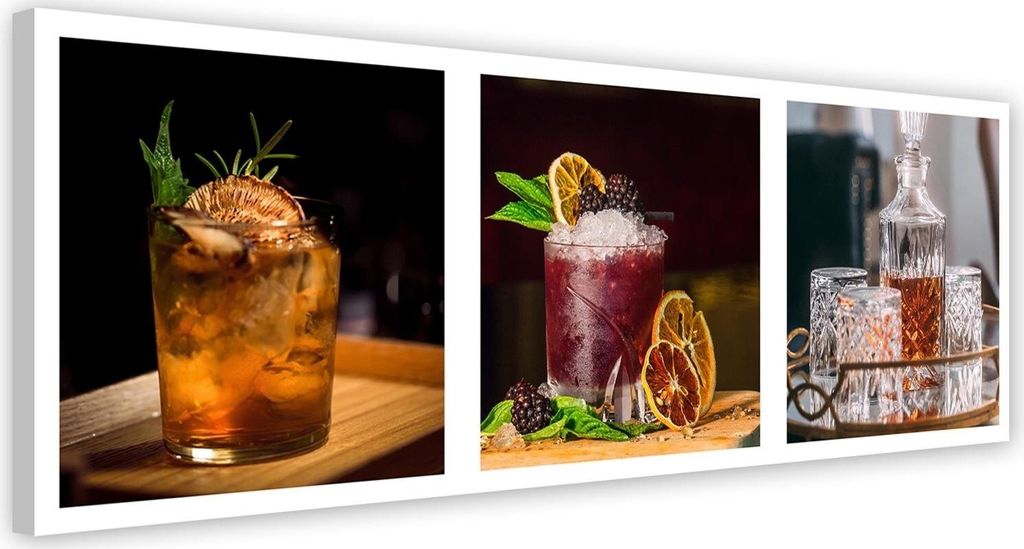 Leinwandbild drinks und whisky - set 120x40 cm Feeby farbe wandbild bereit zum aufhängen