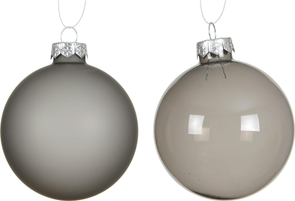 Weihnachtskugeln Glas 8cm 4 Stück - Zart Grau transparent Produktbild 