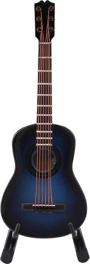 Miniatur-Holzgitarrenmodell als Dekoration Mini-Musikornamente Handwerkliche Wohnaccessoires (blau, 14 cm)