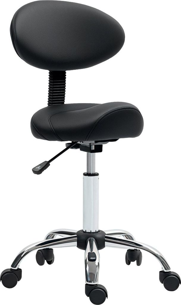 Verstellbarer Salonhocker mit Rollen - Schwarz, Kunstleder