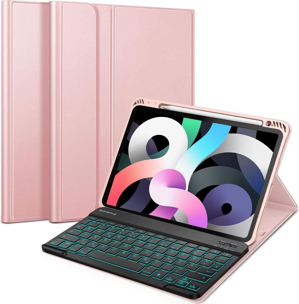 Fintie Hülle mit Tastatur für iPad Air 11" 2024, iPad Air 5 2022/ iPad Air 4 10.9" - Soft TPU Rückseite Schutzhülle mit stifthalter, Abnehmbare...
