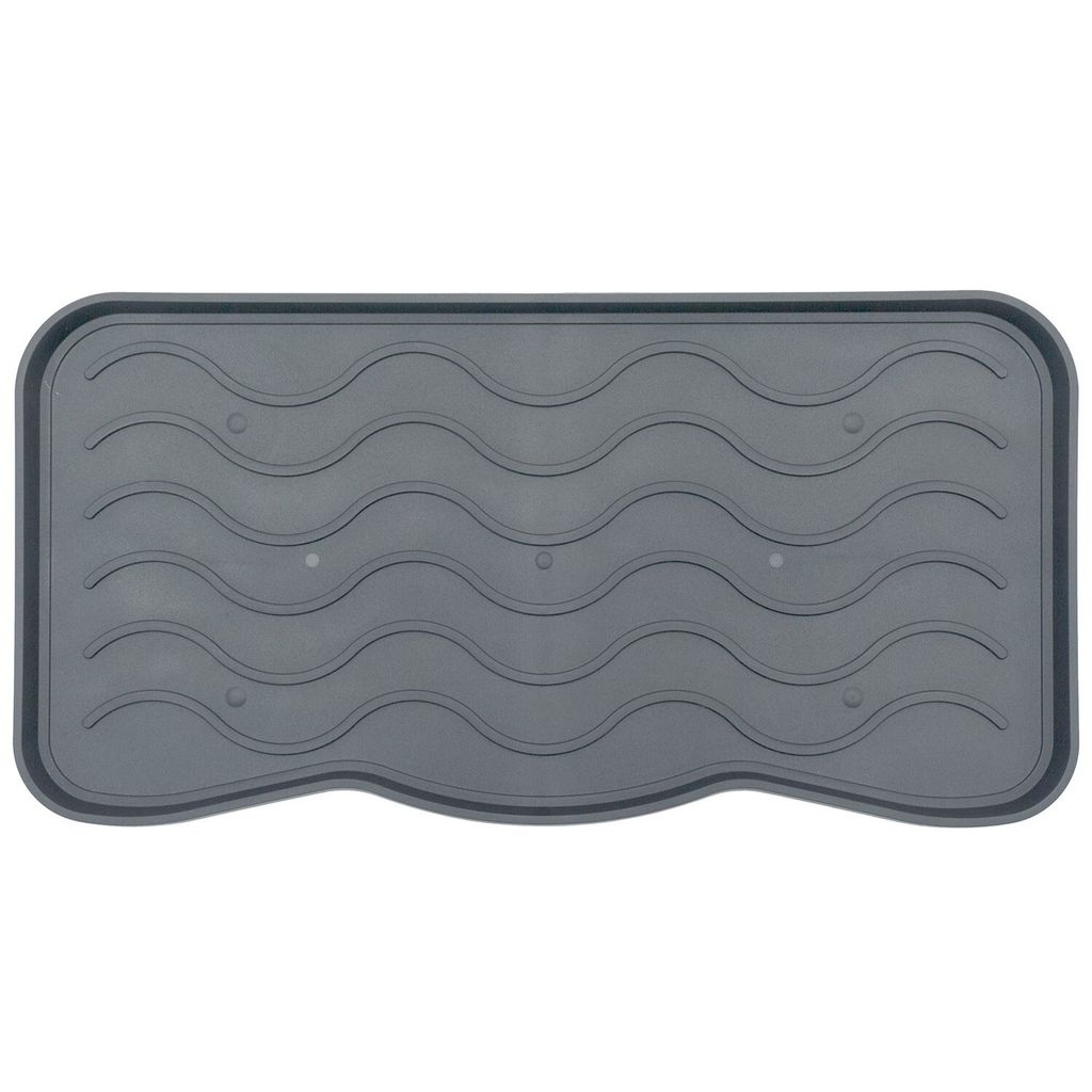 e-floor Schuhablage 38x75 cm Signet Grau – Wasserdichte, pflegeleicht, Kunststoffmatte schützt Böden vor Schmutz & Wasser, hält 3 Paar Schuhe