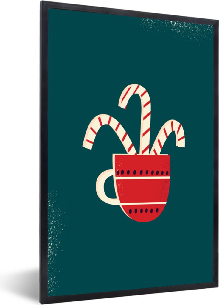 MuchoWow MuchoWow Gerahmtes Poster Weihnachtsschmuck - Weihnachten - Tasse 20x30 cm - Poster mit zchwarzem Bilderrahmen - Drucken - Bilder Post...