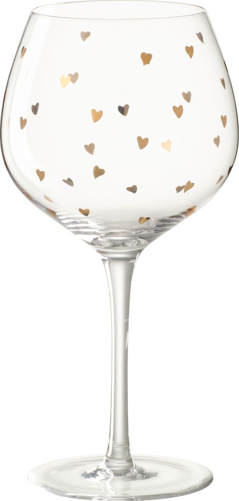 J-Line Weinglas Herz Glas Transparent/Gold