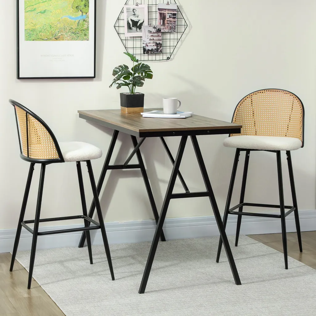 Tabouret de bar blanc assise confortable et piétement métal résistant - 2