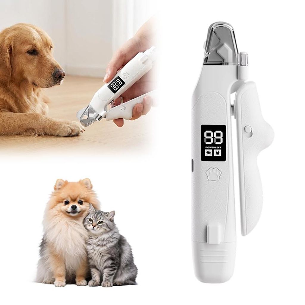 2-in-1 Haustier-Nagelschneider und Nagelfeile für Hunde & Katzen ,Wiederaufladbare Edelstahl-Krallenschere,Krallenschere mit LED-Licht,USB-aufladbar