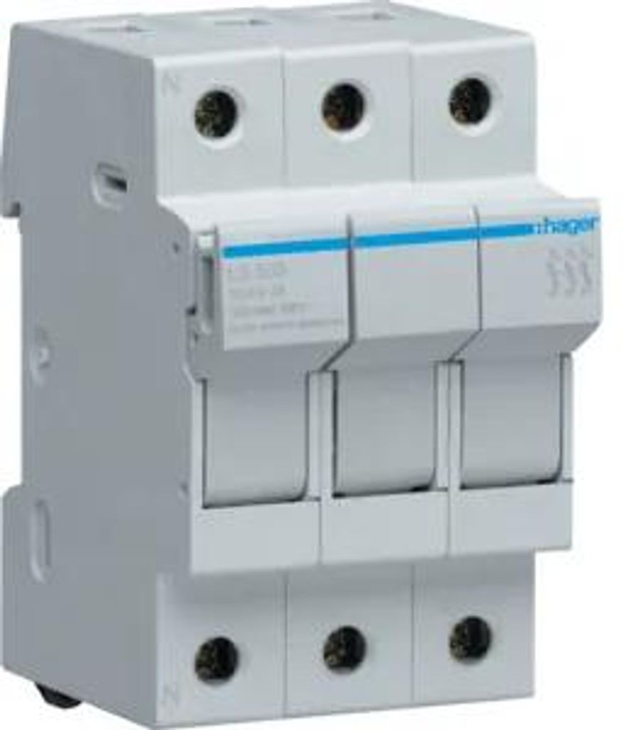 HAGER Modulaire zekeringhouder, 3-polig, 3-polig, 10x38mm, Productafbeelding 