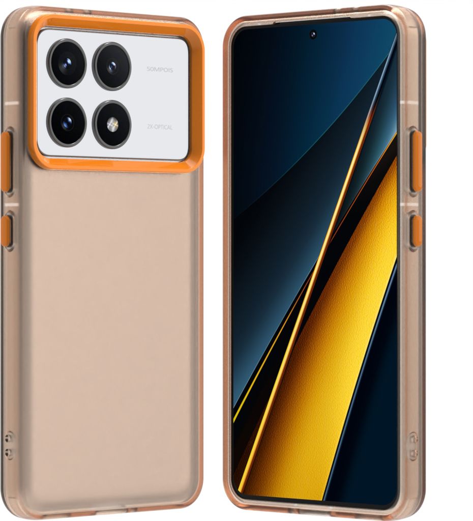 Handyhülle für Xiaomi Poco F6 Pro Schlank Durchscheinend Matt Stoßfest Schutzhülle Orange