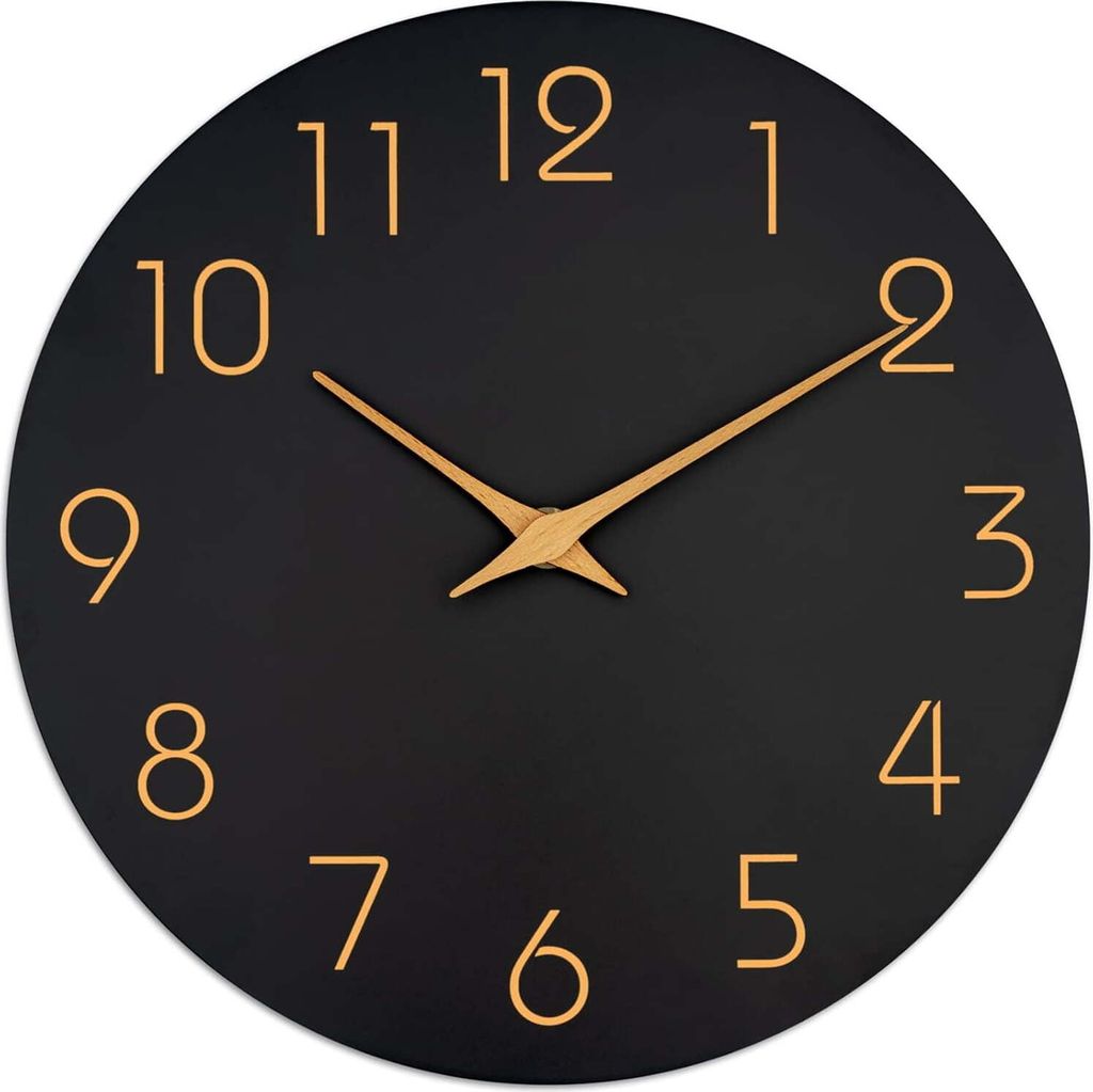 Wanduhr, batteriebetrieben, leise, tickt nicht – einfache Uhr im minimalistischen Stil mit roségoldenen Ziffern, dekorativ für Wohnzimmer, Küc...