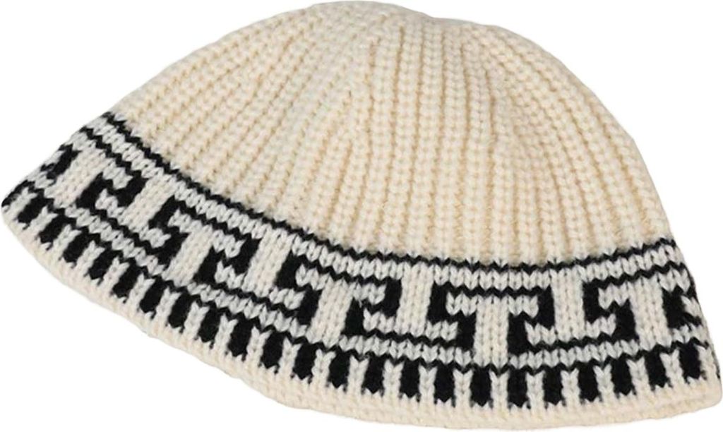 INF Jacquard Strick Fischerhut - Warmer Winter Earmuff Bucket Hat Beige