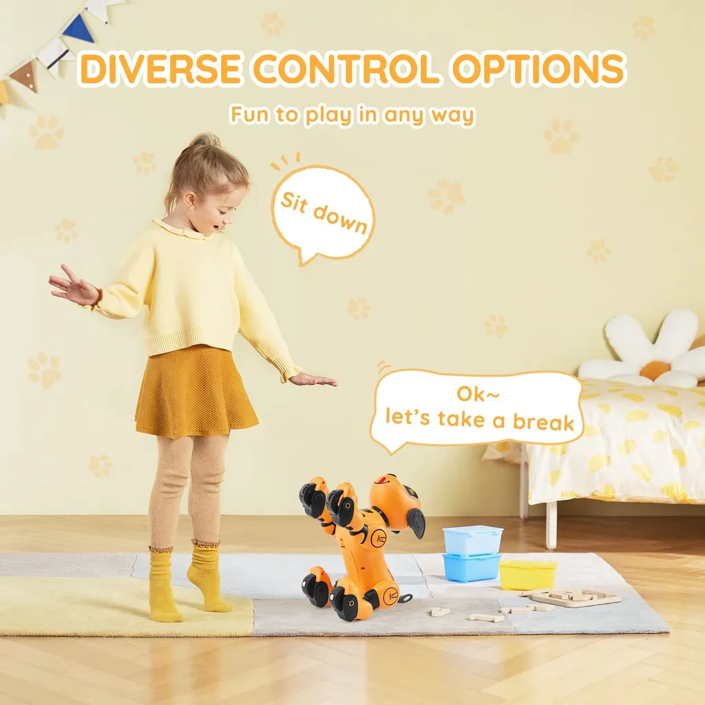 Chien Robot Télécommandé RC avec Commande Vocale et Tactile - Blanc