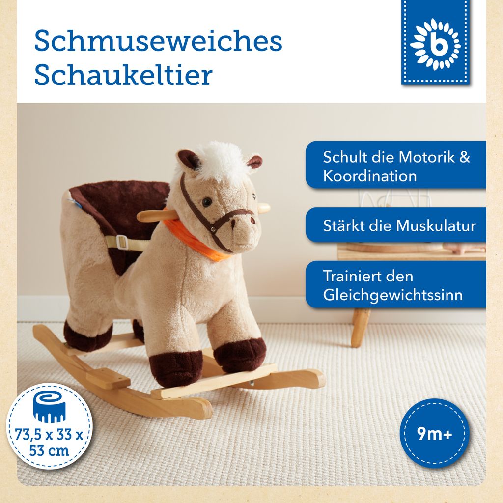 Bieco Plüsch Schaukeltier Pferd 73,5x33,5x53cm | Produktbild