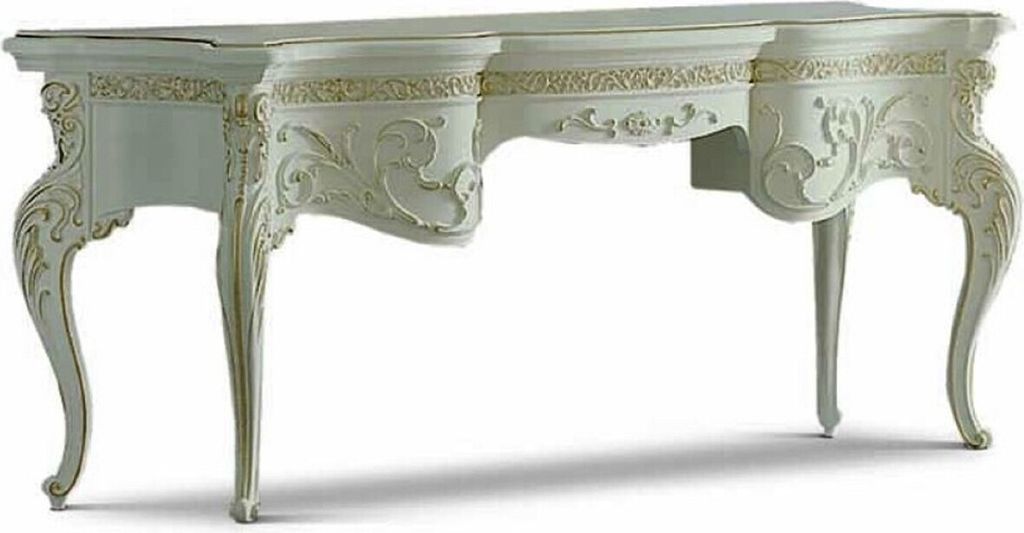 Casa Padrino Luxus Barock Schminkkommode Elfenbein / Gold 190 cm - Italy