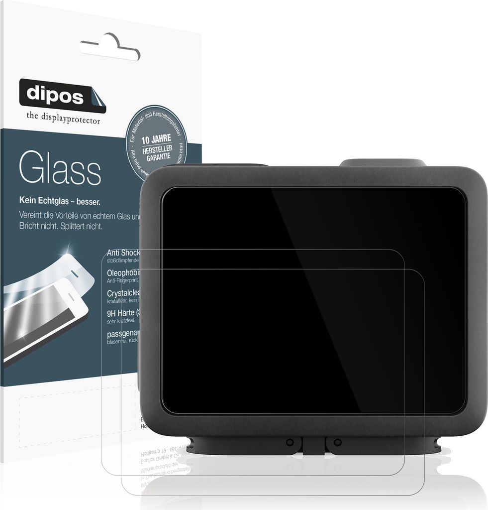 2x Schutzfolie für GoPro Hero 2024 - Anti-Shock 9H Folie dipos Glass Kunststoffglas
