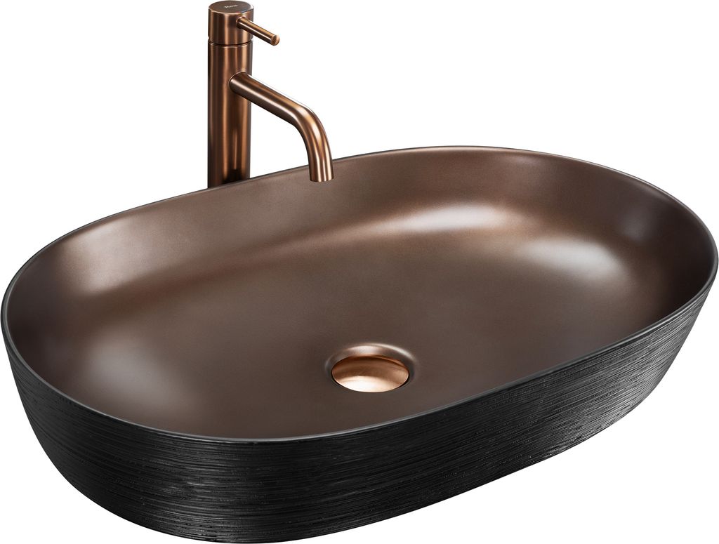 Rea Aufsatzwaschbecken Cleo 61 Oval Brush Copper Black Produktbild 