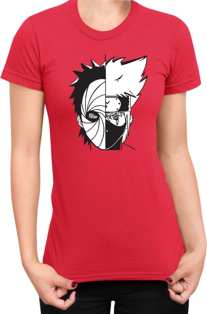 Damen T-Shirt Naruto Kakashi Vs Obito, Lady S / Rot