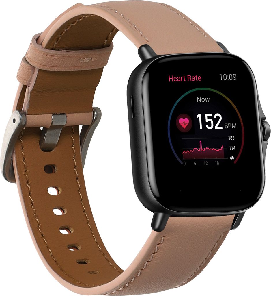 kwmobile Echtleder Uhrenarmband für Huami Amazfit GTR Mini / GTS 4 Mini / GTS 3 / Amazfit Active 2 / Active Edge Armband - Ersatzarmband für