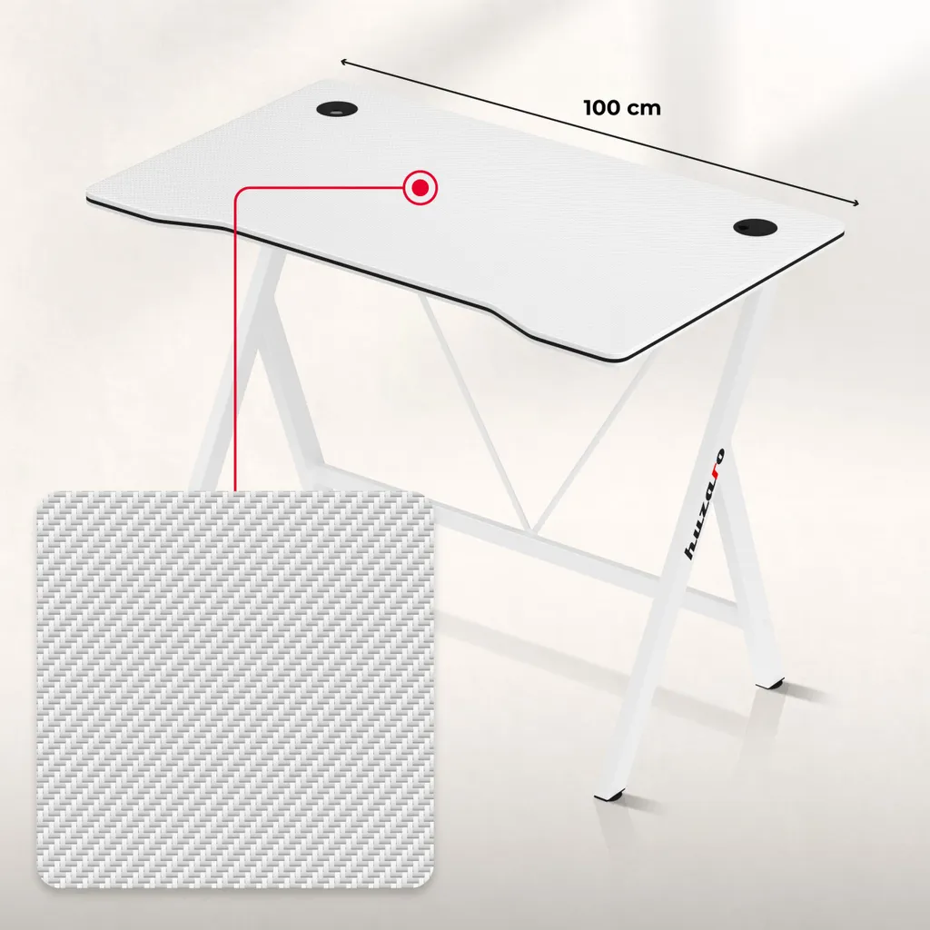 Offerta Scrivania Computer Huzaro Hero 1.4 Bianca | Tavolo PC Robusto - 2