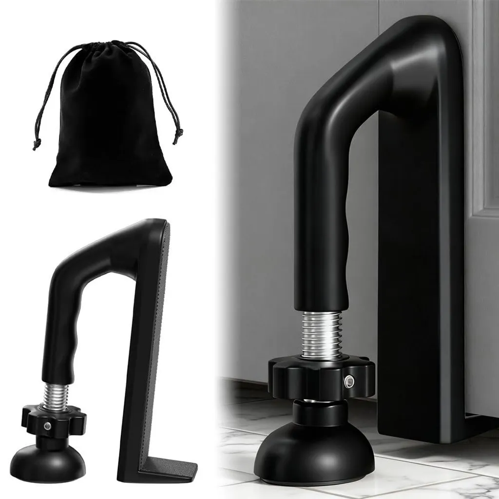 Serrure de porte portable noire avec protection anti-effraction robuste