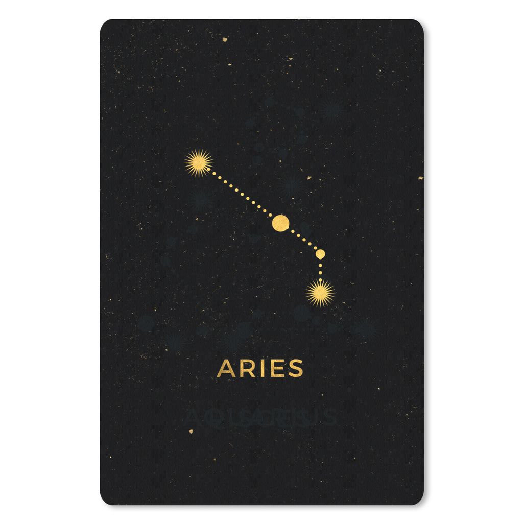 MuchoWow Mauspad Mousepad Konstellation - Widder - Gold - Schwarz 40x60 cm - Mousepads - Maus Mat - Pad - Mausunterlage - Schreibtisch Accesoire