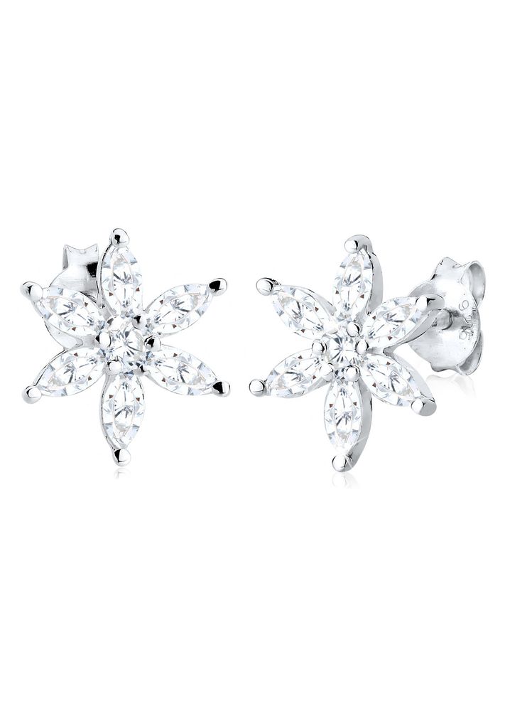 Elli Ohrringe Blume Zirkonia 925 Sterling Silber Weiß