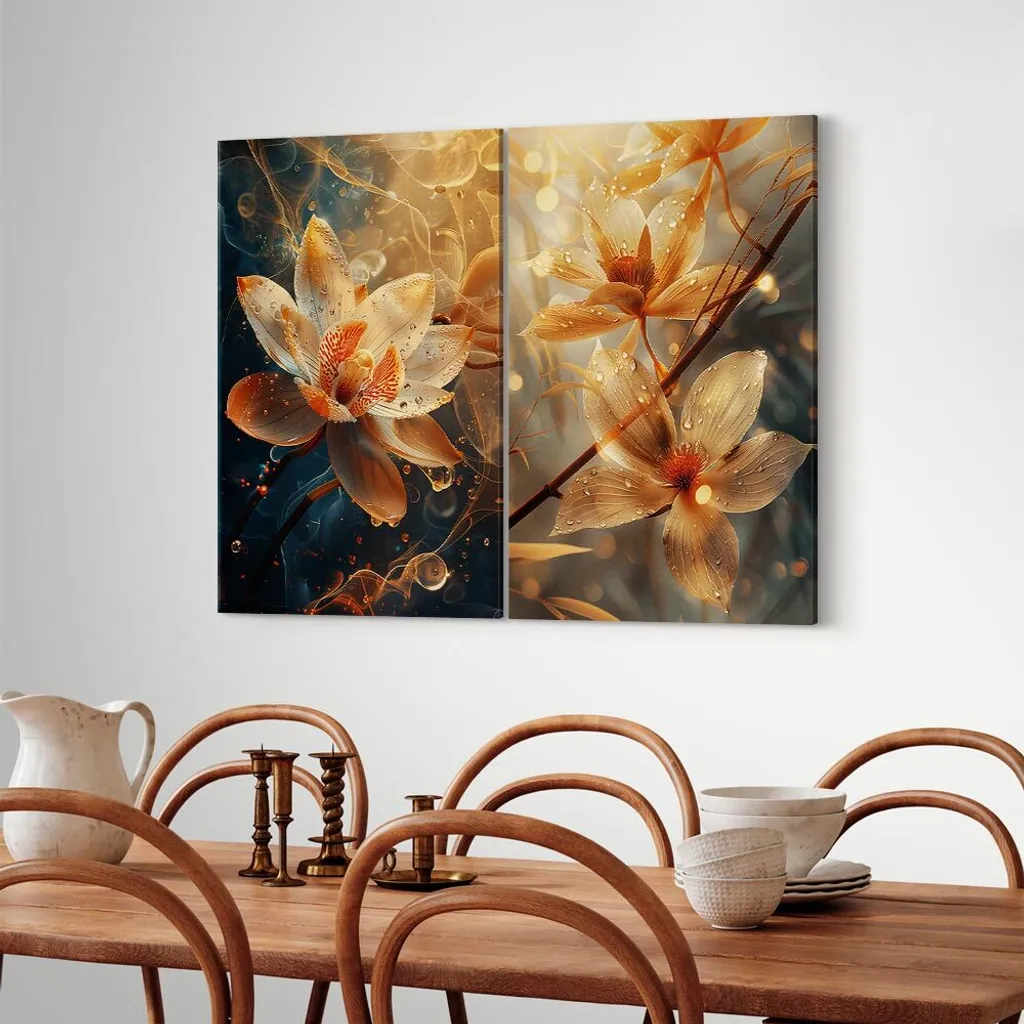murando - Arte murale XXL Set Fiori 120x90cm 2 Pezzi 60x90cm ciascuno Collage 2er Tela Immagine Grande Decorazione Murale Soggiorno Decorazione Murale - Bagno Arte Murale Astratta Decorazione Idea b-H-10196-b-a - 6