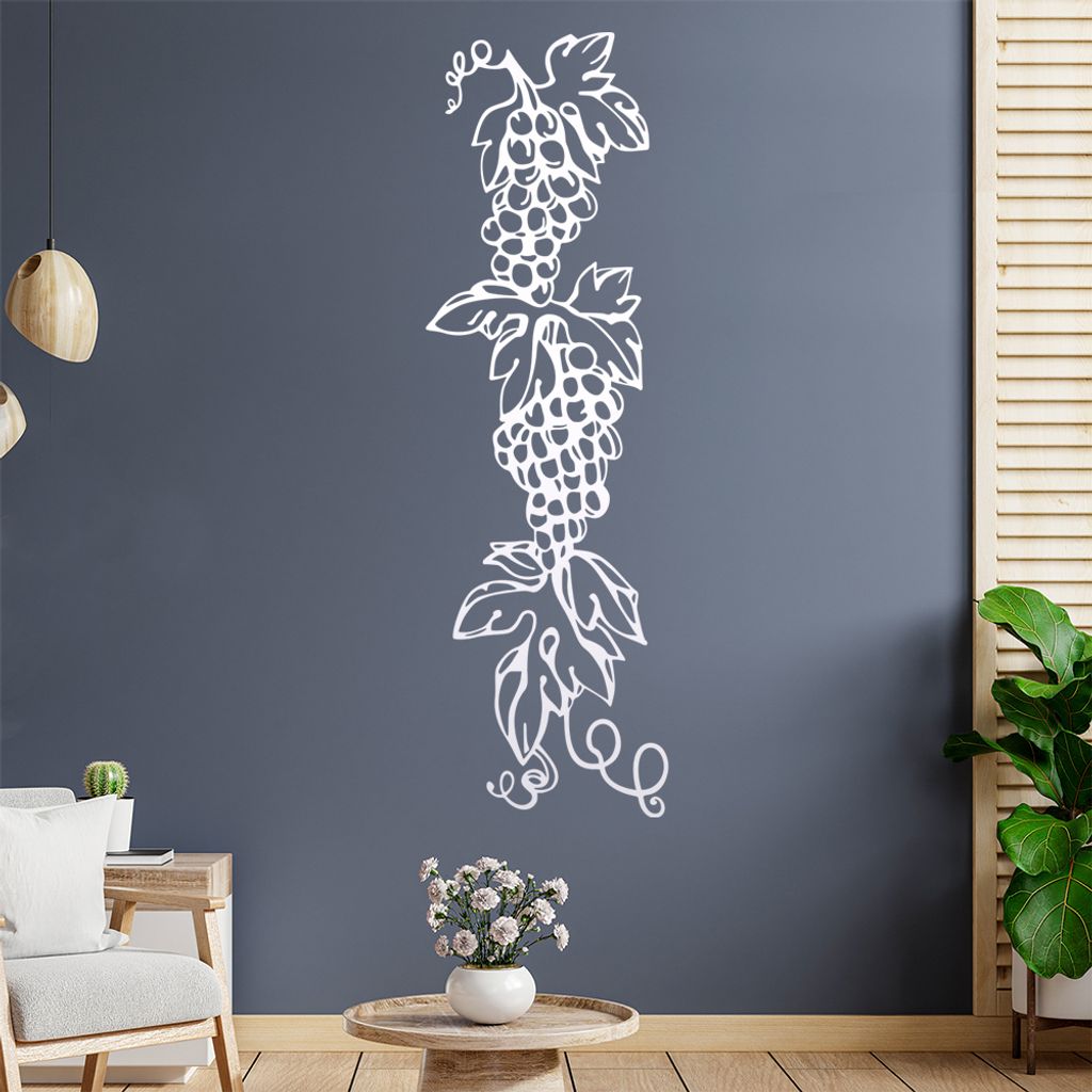 Weintrauben - Pflanze Wandtattoo in 6 Größen - Wandaufkleber Wall Sticker - Dekoration, Küche, Wohnzimmer, Schlafzimmer, Badezimmer