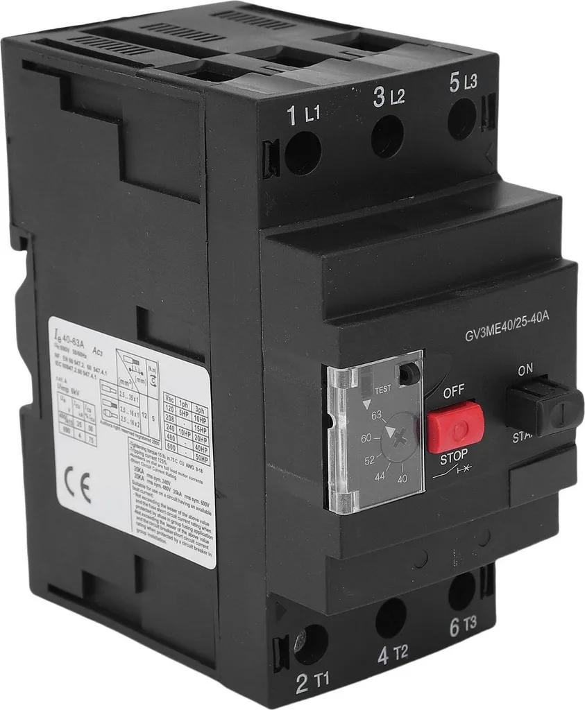 Disjoncteur de protection moteur rail DIN 35mm avec bouton manuel GV2