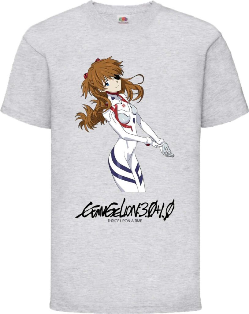 Kinder T-Shirt Evangelion Asuka Langley Soryu Evangelion Asuka, 3-4 Jahr - 104 / Grau