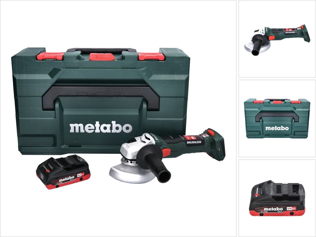 Metabo W 18 LT BL 11-125 Akku Winkelschleifer 18 V 125 mm Brushless + 1x Akku 4,0 Ah + metaBOX - ohne Ladegerät