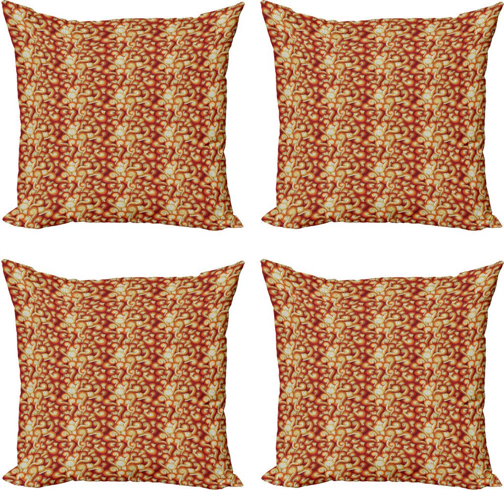 ABAKUHAUS Abstrakt Kissenbezug Set (4 Stück), Funky Retro Waves Bunte, Moderner Doppelseitiger Digitaldruck, 60 cm x 60 cm, Mehrfarbig