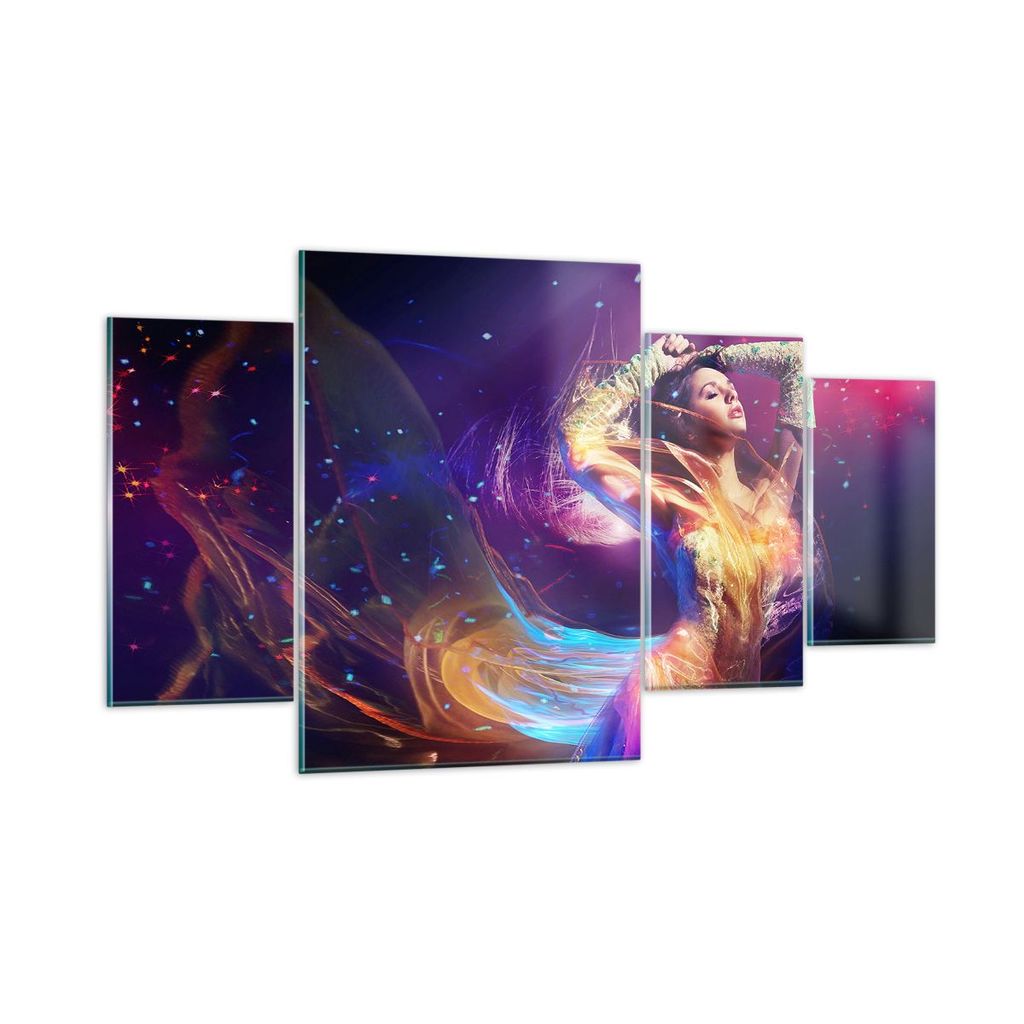 Bilder auf glas - Schönheit Disco Mode Make-up - 160x90cm - Glasbilder - Wandbilder - Kunstdruck - zum Aufhängen bereit - Wanddekoration aus Glas...
