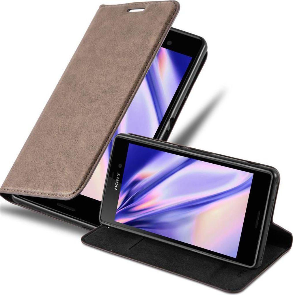 Cadorabo Hülle für Sony Xperia M4 AQUA Schutz Hülle in Braun Handyhülle Etui Case Cover Magnetverschluss
