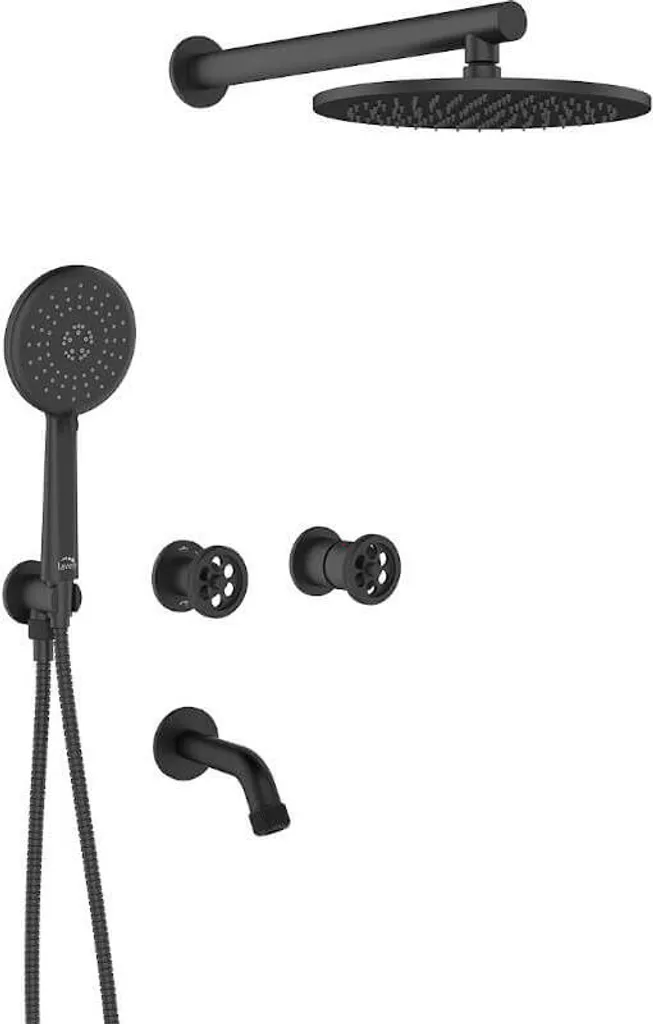 Miscelatore da incasso per vasca e doccia design con set doccia nero